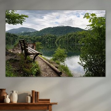 Bench by Lake Hechtsee in Tyrol, Austria by Sauerland-Fotos by Robin Deimel