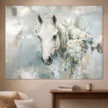 Pferd und Blumen | Elegantes Pferd und zarte Blumen von Zen und Mehr