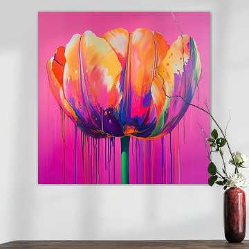 Abstract tulip colourful and modern by Wilma Mesman