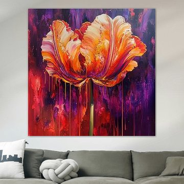 Abstrakte Tulpe farbenfroh und modern von Wilma Mesman