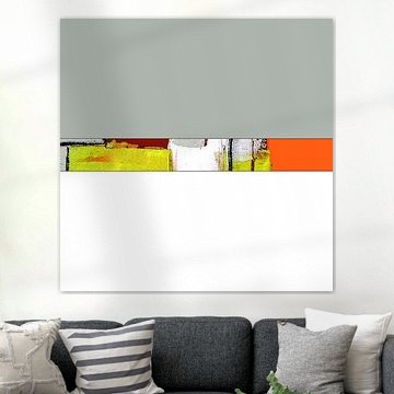 Abstracte kleurvlakken / Wit, rood, oranje, geel