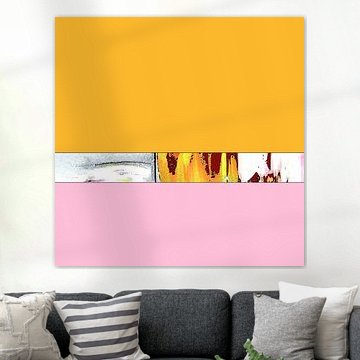 Abstrakte Farbfelder / Gelb, Rosa, Rot von Kerstin Franz