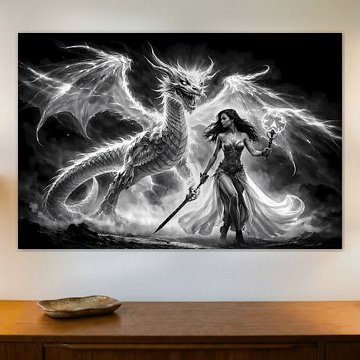 Drache und Kriegerin von Linda de Klein