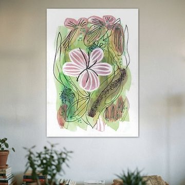 Abstract roze bloemenpatroon van Lori Ann Folz