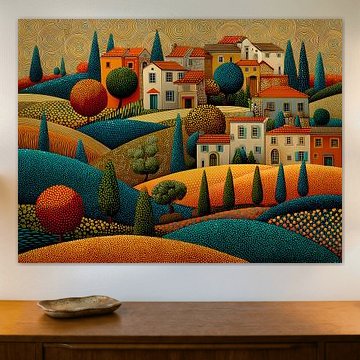 Landschaft in der Toskana, naive Kunst