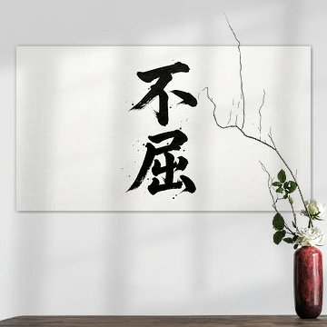 Japanese Kanji Calligraphy - Indomitable Spirit (Fukutsu)
