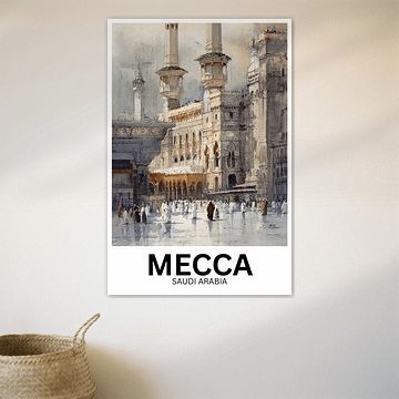 Sacred Light of the Pilgrims | Mecca Saudi Arabia Watercolor Architectural Wall Art