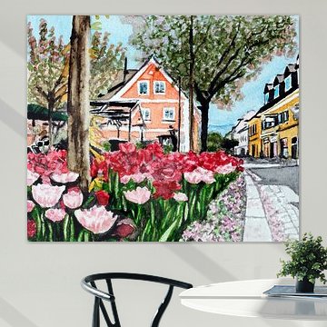 Tulips under the trees, Italienerstrasse, Villach, Carinthia by brushclicks