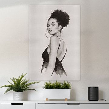 Portrait of a woman in Indian ink – Ink portrait of Madame Ruiz by MadameRuiz