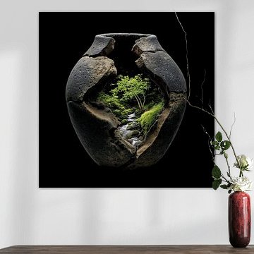 „Jungle“ in einem dunklen, gesprungenen Topf von TheXclusive Art