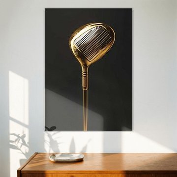 Luxe gouden golfdriver, afgebeeld tegen een donkere achtergrond van Morgan