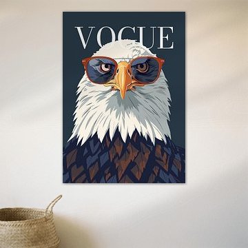 eagle stylish wearing sunglasses blowing pink bubble gum vogue poster