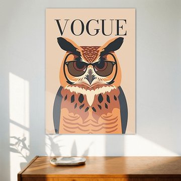 owl stylish wearing sunglasses blowing pink bubble gum vogue poster