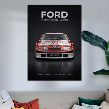 Ford Thunderbird NASCAR-raceauto, vooraanzicht van Cross