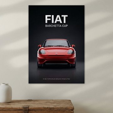 Vue de face d'une voiture de sport Fiat Barchetta Cup rouge sur fond sombre sur Cross
