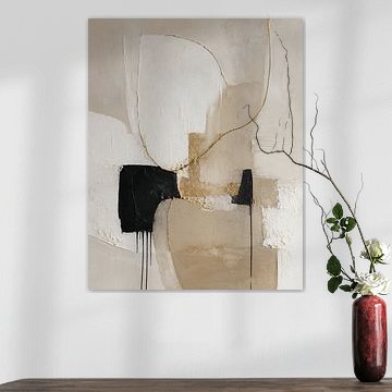 Gold, Weiß, Schwarz, abstrakt von FoXo Art