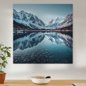 Paysage serein : reflets sur un lac alpin sur Artistic