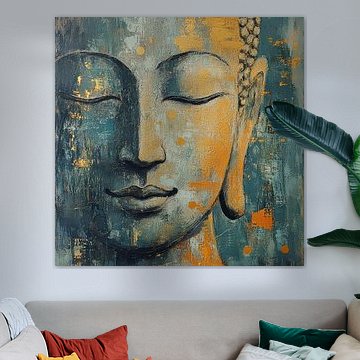 Boeddha portret in Japandi stijl van Wilma Mesman