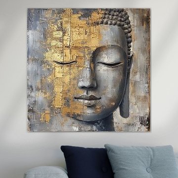 Boeddha portret in Japandi stijl van Wilma Mesman