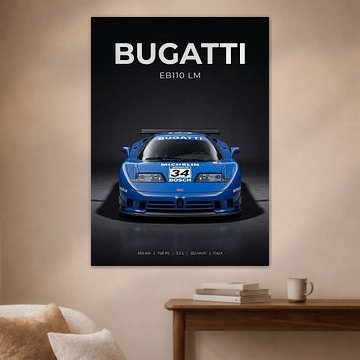 Bugatti EB110 LM Rennwagen – Frontansicht, Studioaufnahme