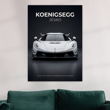 Hypercar Koenigsegg Jesko : vue de face, photo en studio sur Morgan