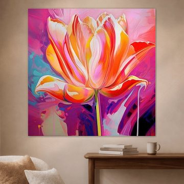 Lively tulip flower and colourful by Wilma Mesman