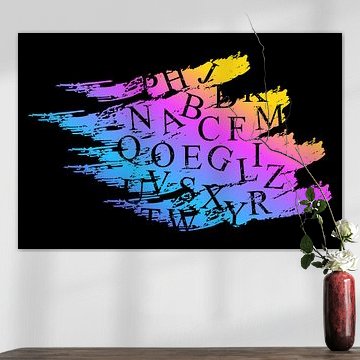 Typographie abstraite à l'aide d'un pinceau alphabétique sur mei suseno