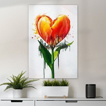 Modern grafisch farbenfrohes Herz Artwork von Wilma Mesman
