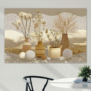 Fleurs modernes et vases artistiques sur Peintures accrocheuses