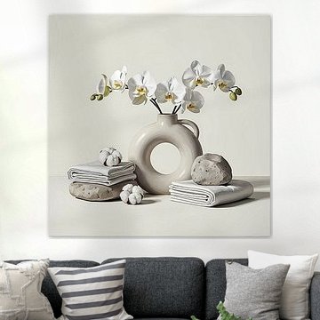 Weerspiegeling van de witte orchidee