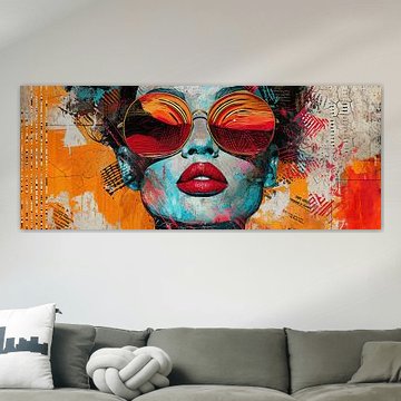 Cyan Face Red Lips van Kunst Kriebels
