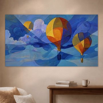 Heißluftballon – abstrakt, Kubismus, Panorama von TheXclusive Art