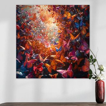 Cheerful abstract heart and butterflies by Wilma Mesman