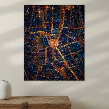 Historische binnenstad van Zwolle tijdens het blauwe uur van Bas van der Gronde