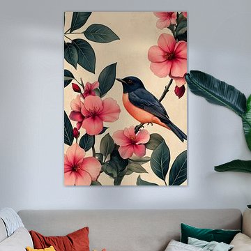 Hibiscus et oiseau