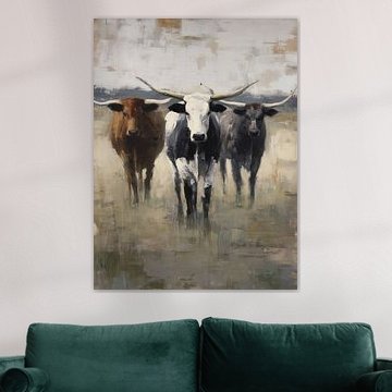Longhorn Runderen | Stoere Landelijke Wanddecoratie