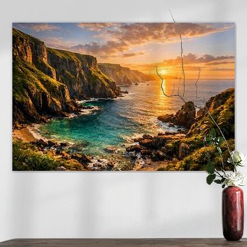 Falaise spectaculaire au coucher du soleil – Paysage océanique sur ButterflyPix
