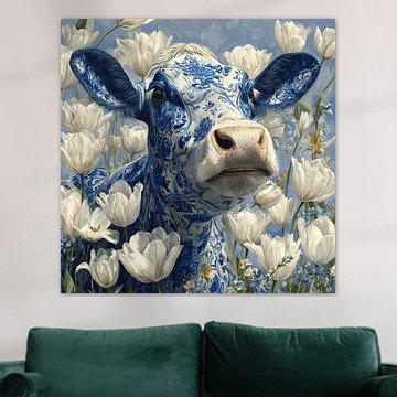 Delft Blue cow, cheerful and modern by Wilma Mesman