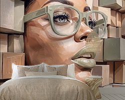 Voorbeeld van het werk in een kamer