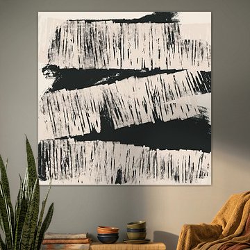 Lines. Black and white abstract painting. by Dina Dankers