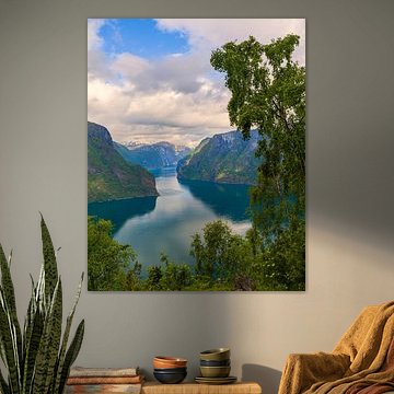 View over the Aurlandsfjord, Vestland, Norway by Henk Meijer Photography
