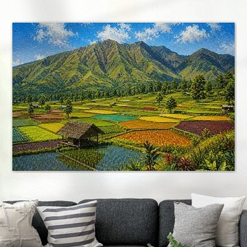 Les rizières de Sembalun au pied du mont Rinjani sur Vínculae