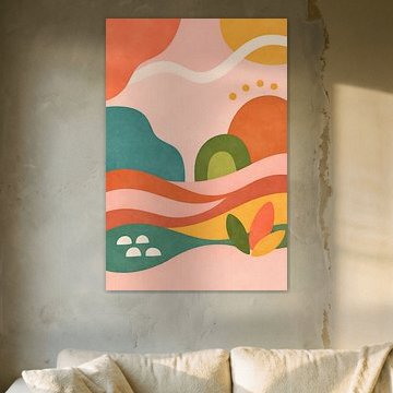 Warme Zonsondergang Abstracte Landschapsposter von Dante S