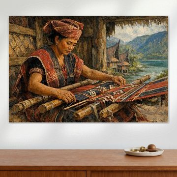 Traditioneller Ulos-Weber aus Nordsumatra