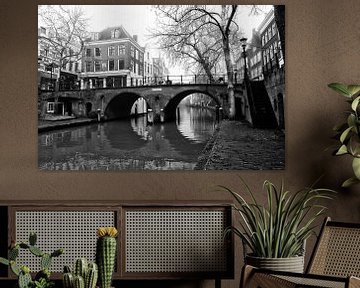 De Gaardbrug in zwartwit gezien vanaf de werf in Utrecht van André Blom Fotografie Utrecht