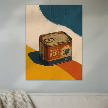 Boîte de corned-beef rétro style pop art — Art culinaire minimaliste