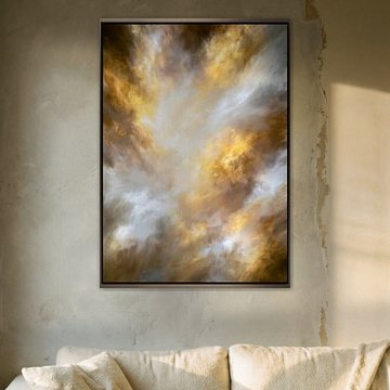 Nuages abstraits dorés – Peinture moderne et expressive
