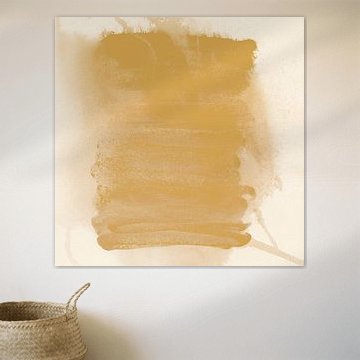Minimalistische Aquarellkunst. Abstrakte Form in Ockergelb. von Abstrakte minimalistische Kunst