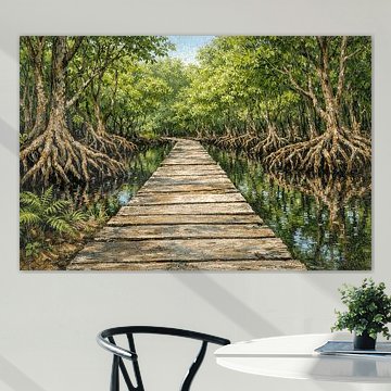 Der ruhige Mangroven-Steg – Mangrovenwald von Pantai Indah Kapuk, Jakarta, Indonesien von Vínculae