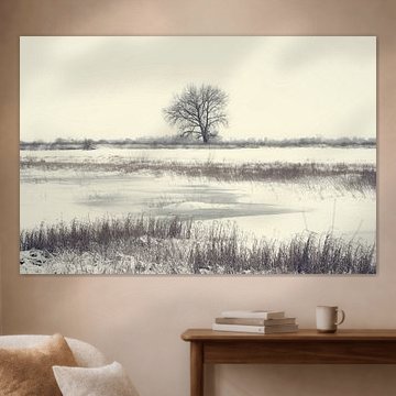 A solitary tree in the stillness of winter